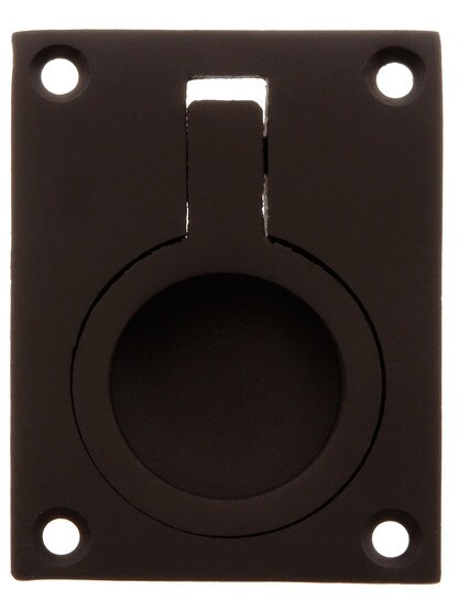 Solid Brass Flush Ring Pull in Oil Rubbed Bronze.